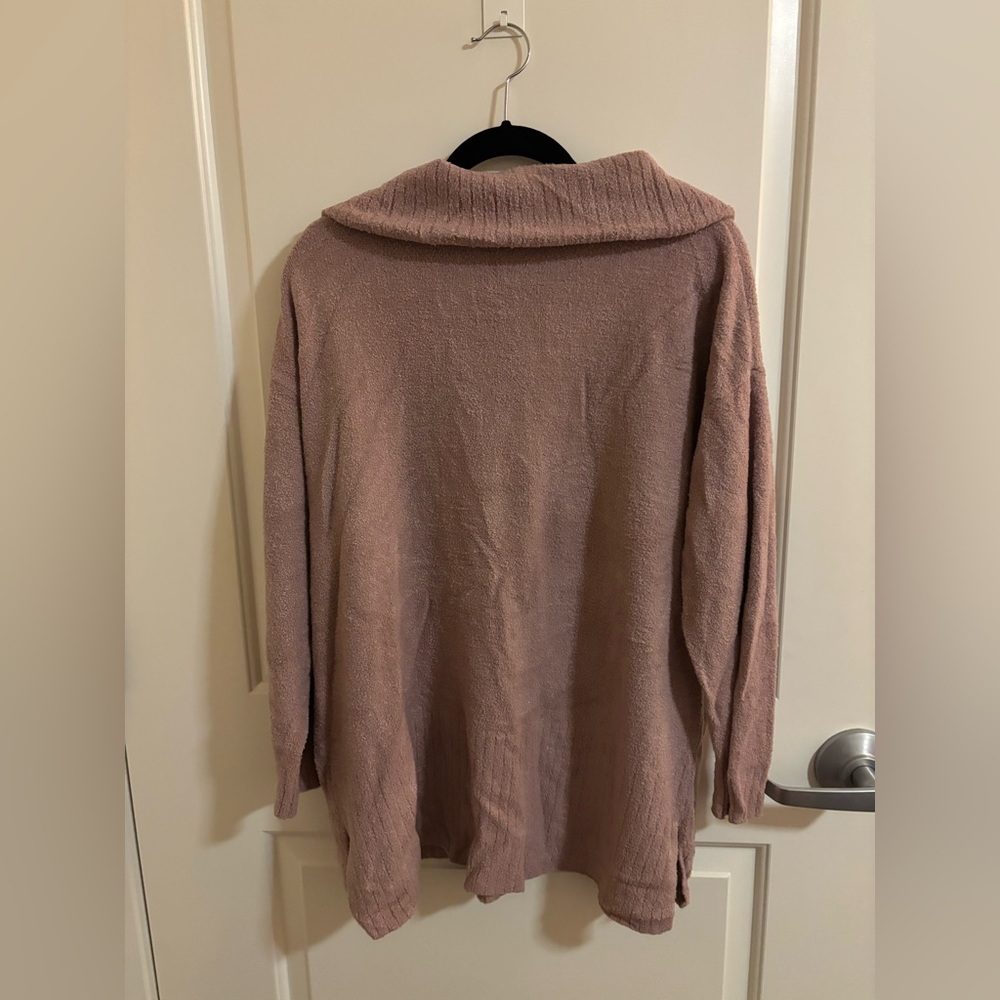 Barefoot Dreams CozyChic Lite Half Zip Tunic, Mauve, Ultra-Soft Lightweight, 1X - Picture 4 of 4